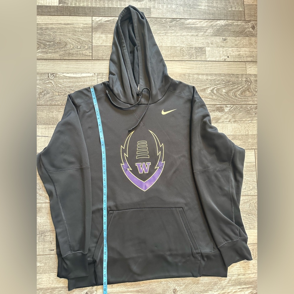 Nike University Washington Huskies Hoodie Black Men XL Therma-Fit UW Football - Picture 3 of 9